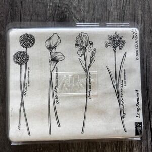 Vintage Stampin' Up Long-Stemmed Rubber Stamps Set 2001 SAB Floral Botanical Flo
